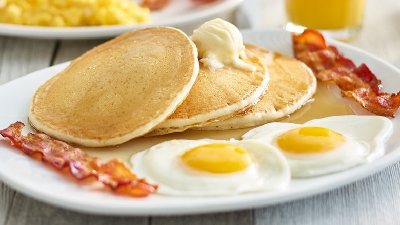 breakfast plate with pancakes