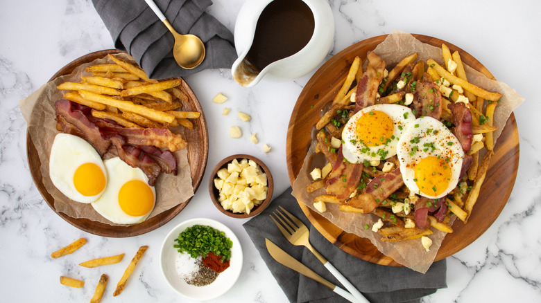 poutine with bacon and eggs