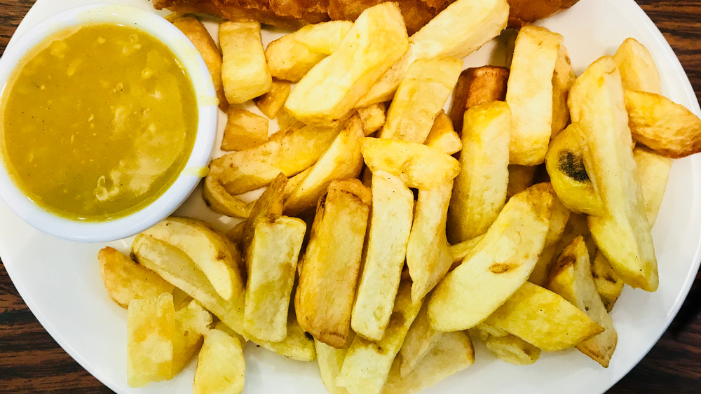 chips and curry in the UK