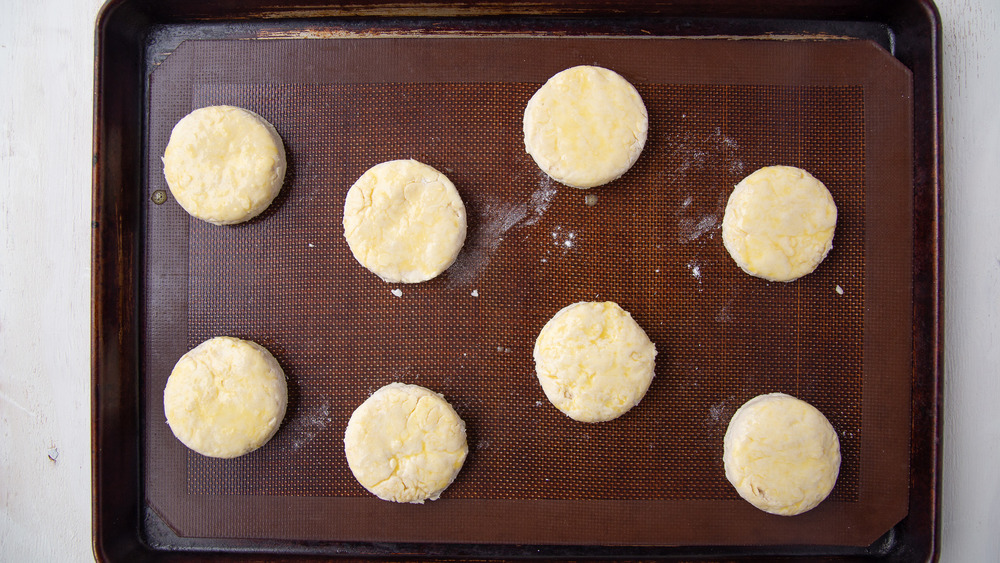 British scone dough on lined baking sheet