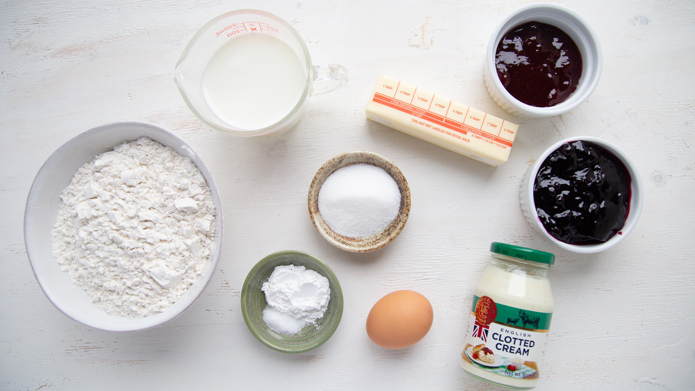 ingredients for scones on white counter