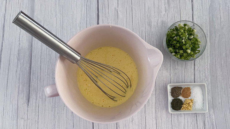 whisked eggs and seasonings