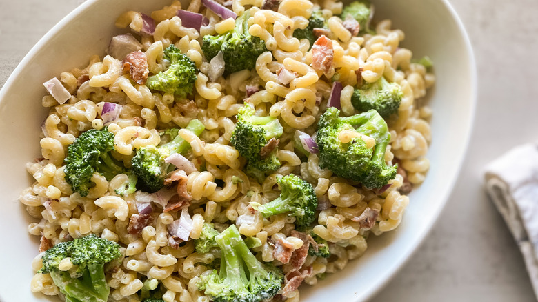 Broccoli Pasta Salad in bowl 