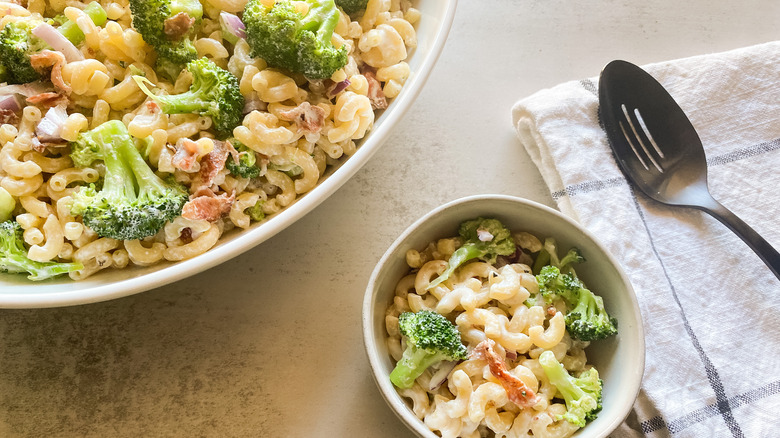 pasta salad in bowls