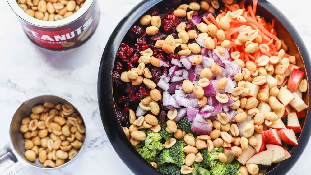 peanuts added to broccoli salad