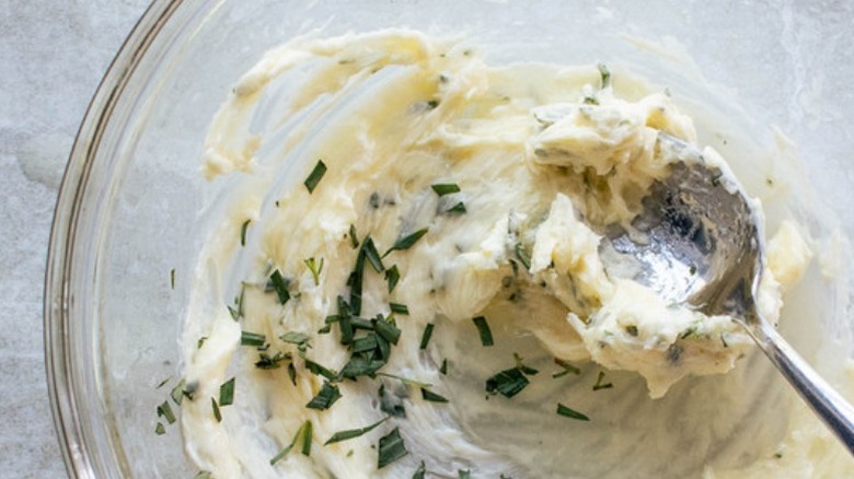 tarragon compound butter in bowl