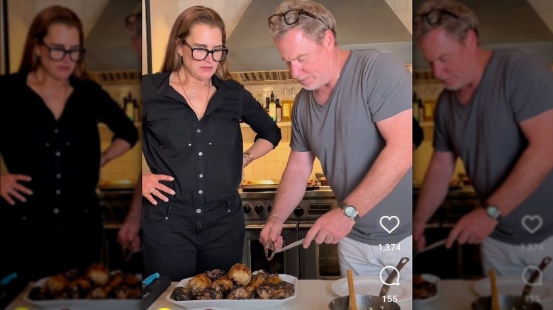 Brooke Shields and Chris Henchy in their kitchen