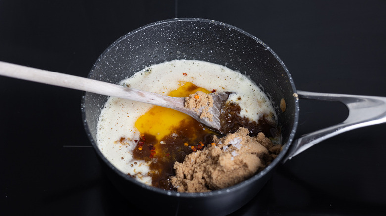 butter and sugar in pot