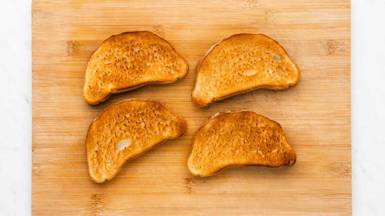 toast slices on cutting board