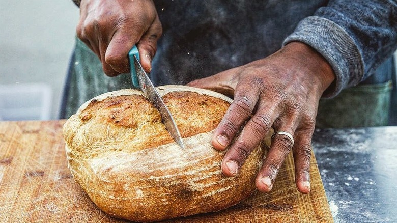 cutting bread