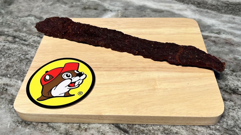 Buc-ee's Ghost Pepper Beef Jerky strip on board