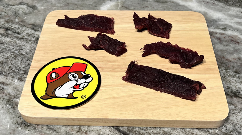 Buc-ee's Teriyaki Beef Jerky strips on board