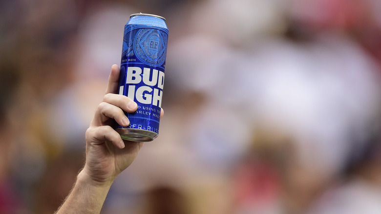 Bud Light can being held up at an event