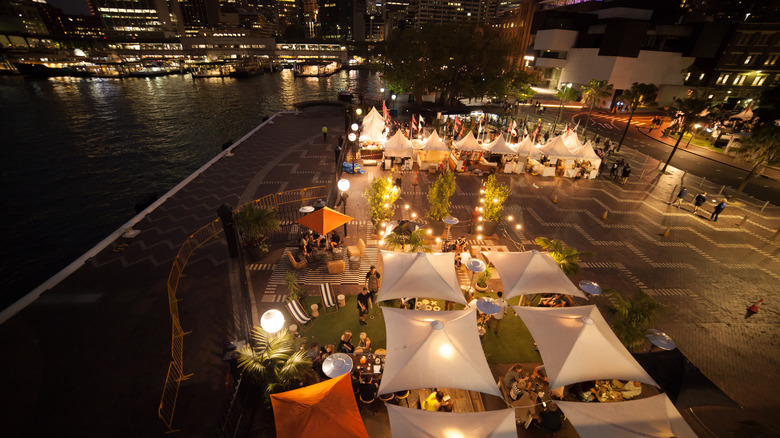 Restaurants at night in Sydney, Australia