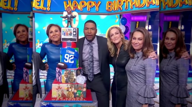 Strahan cake with GMA costars