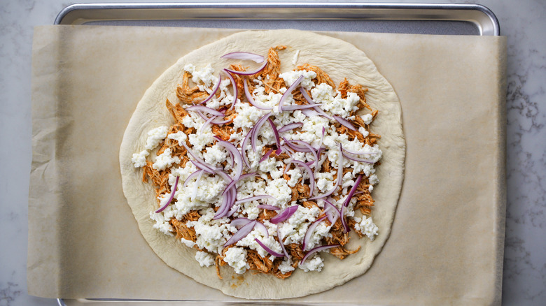 buffalo chicken pizza before cooking