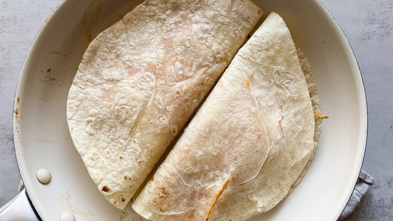 chicken Quesadillas in frying pan