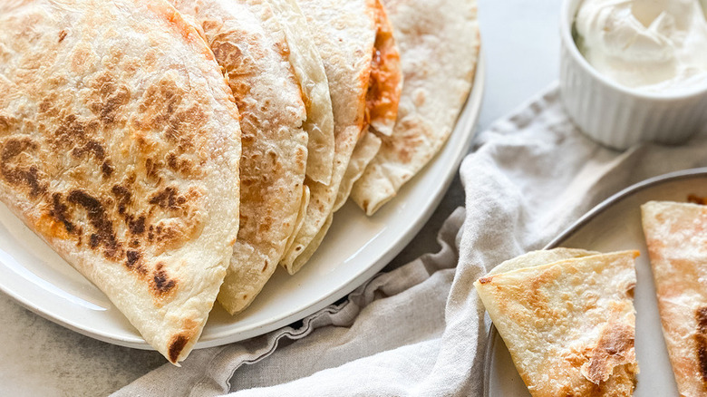 buffalo chicken quesadillas with sour cream