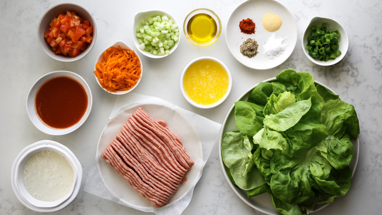 ground turkey, vegetables, and seasonings