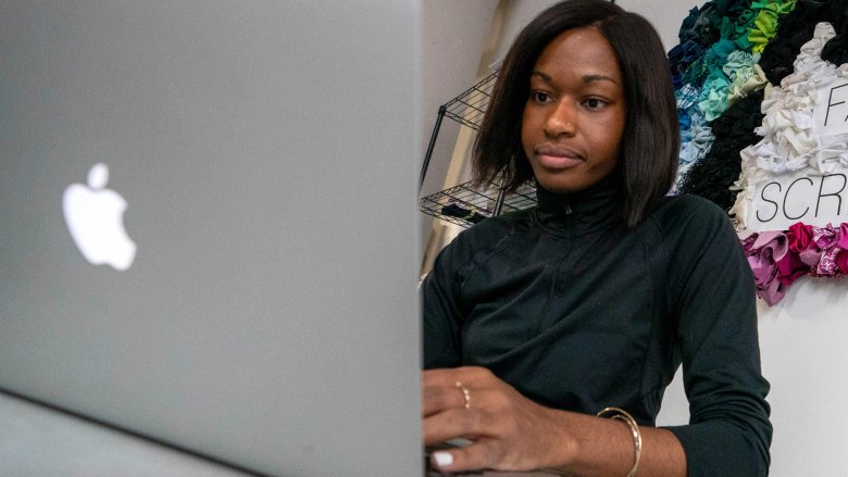 woman researching online