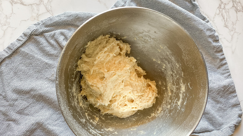 cinnamon roll dough in bowl