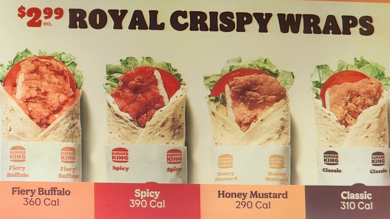 Royal Crispy Wraps on Burger King menu board