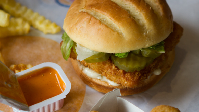 Burger King Big Fish Sandwich with dipping sauce