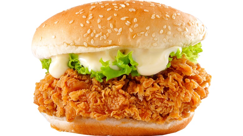 Chicken sandwich with lettuce and mayo