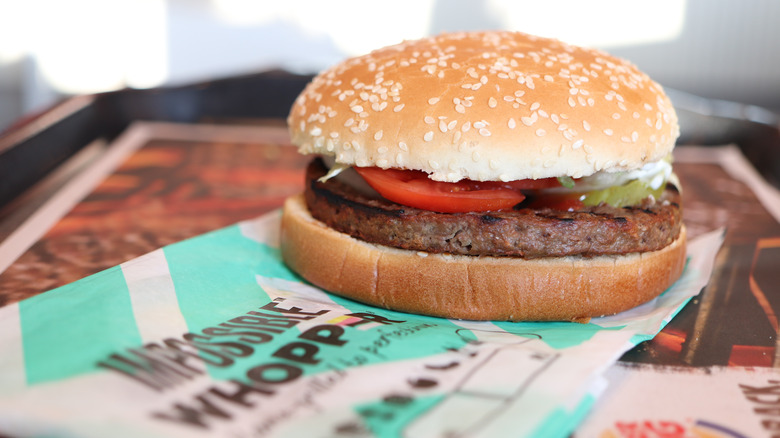 burger king impossible whopper on a tray