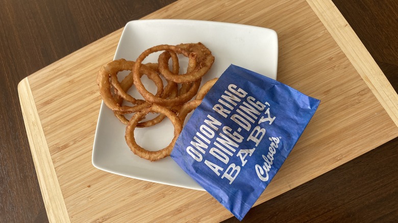 Culver's onion rings on plate