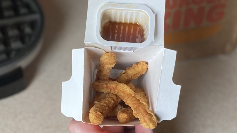 Chicken fries with syrup