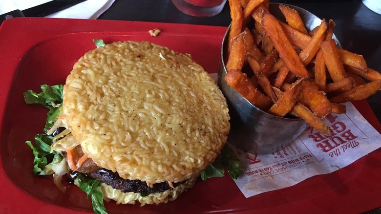 ramen burger closeup