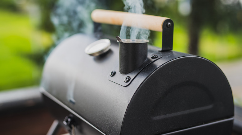 cylindrical smoker with chimney