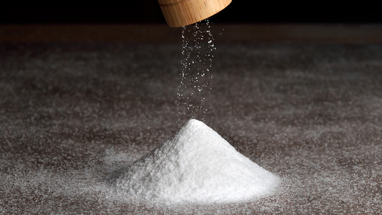 pile of ground salt with grinder