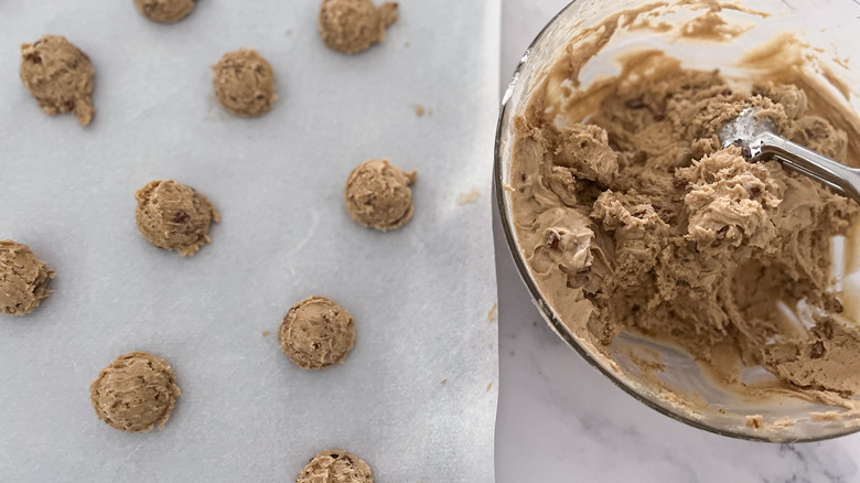 cookie dough on baking sheet