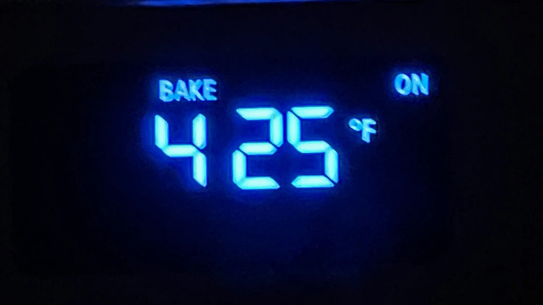 Oven temperature set to 425 F