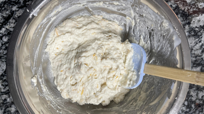 Biscuit batter in bowl