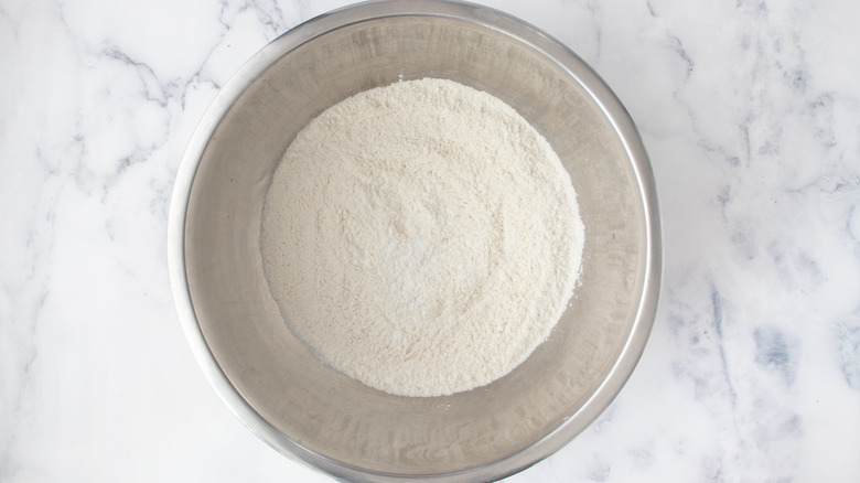 flour and dry batter ingredients in bowl