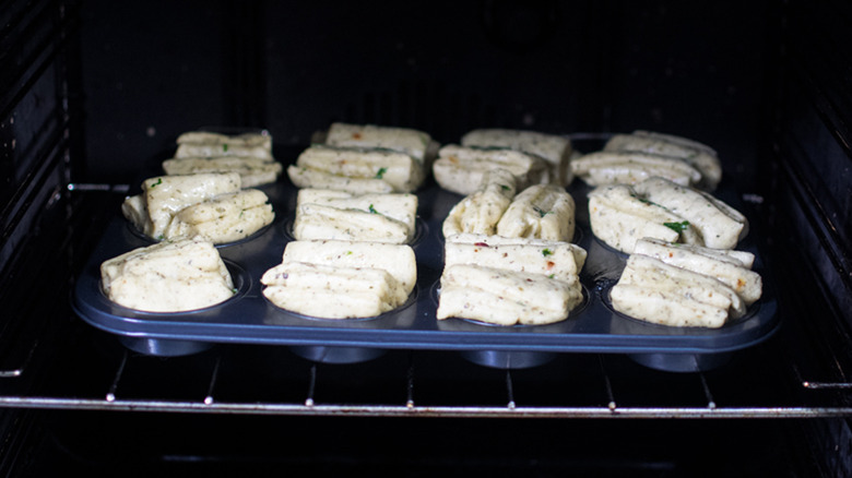 fan rolls baking in oven