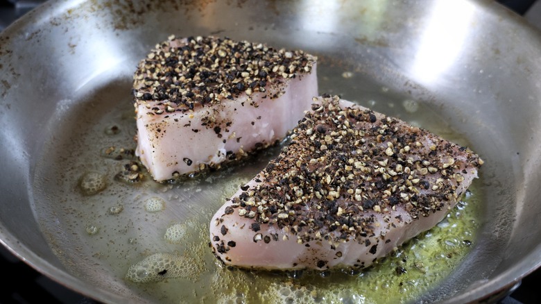 swordfish steaks in skillet