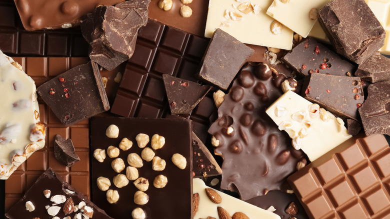 Various types of chocolate bars