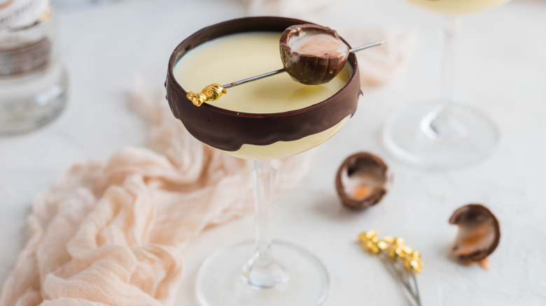 cadbury egg martini in glass 