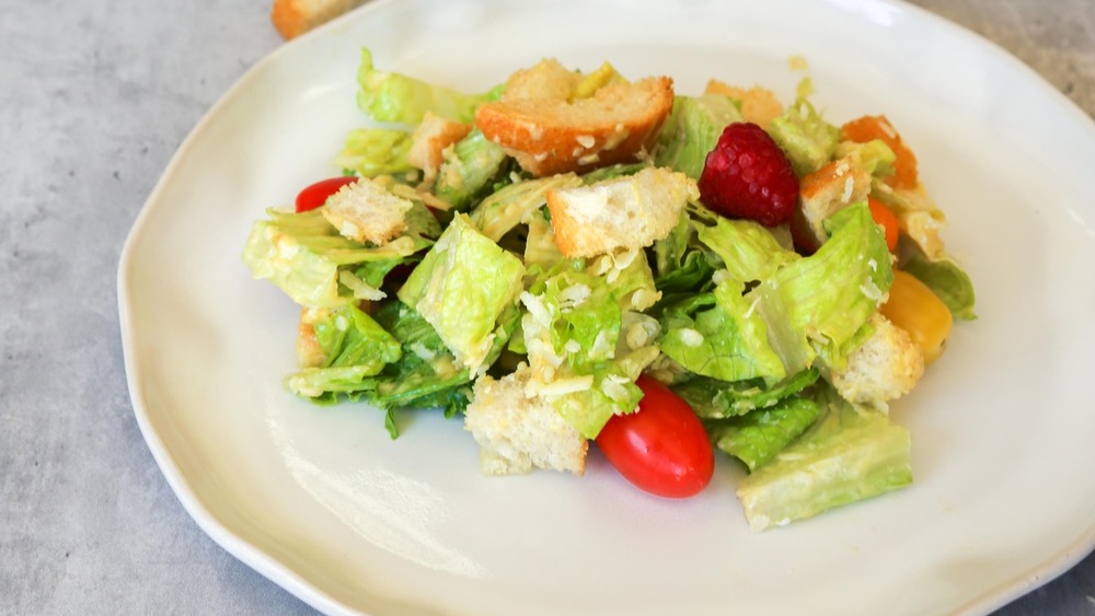 Caesar salad plated