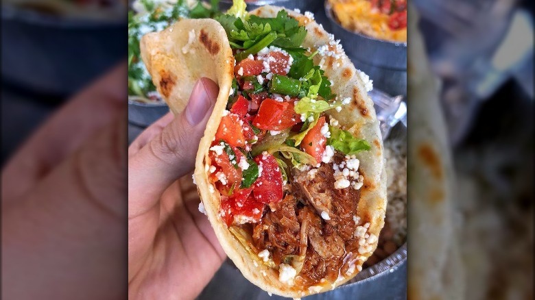 Sweet pork barbacoa taco