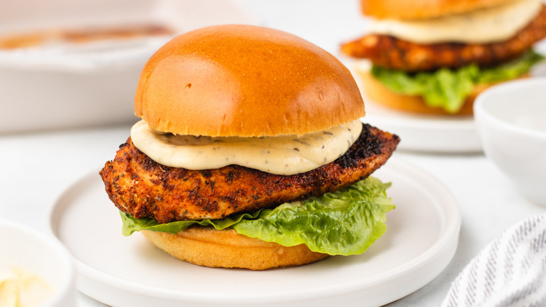 Cajun chicken Alfredo sandwich on plate