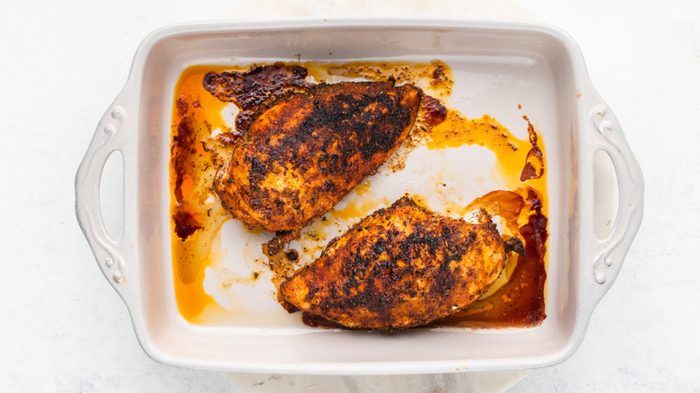 Chicken breasts in oven dish