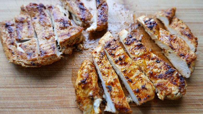 Cooked chicken breasts with Cajun spice