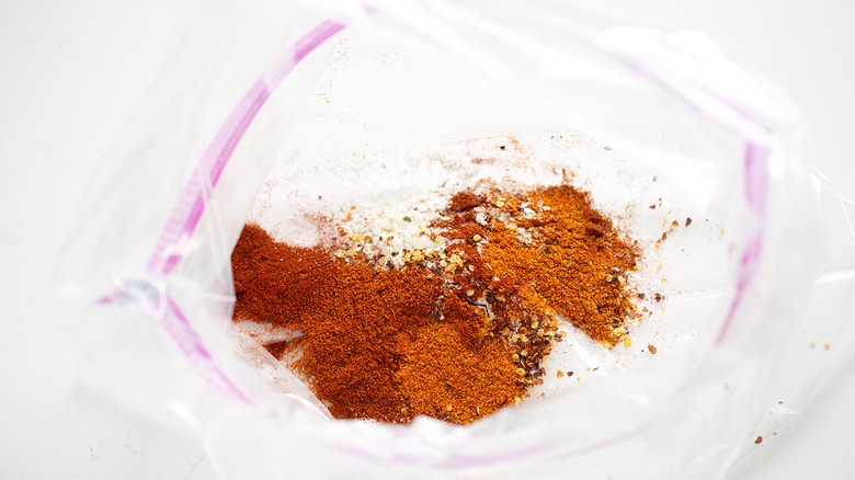 Cajun spices in a zip-loc bag