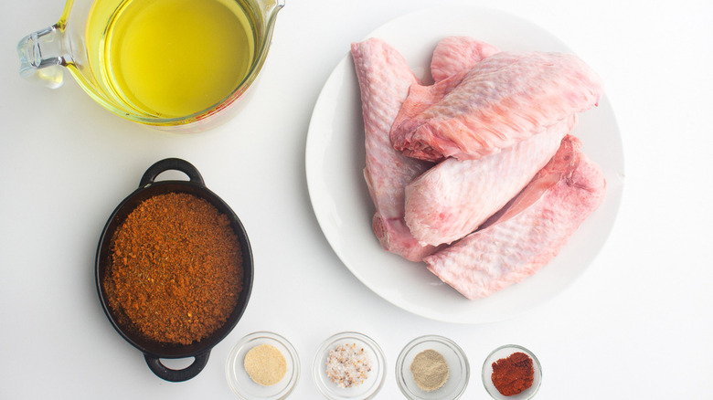 Ingredients to make cajun turkey wings