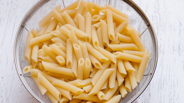 pasta in colander